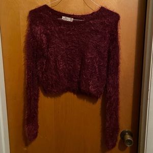 Fuzzy crop sweater